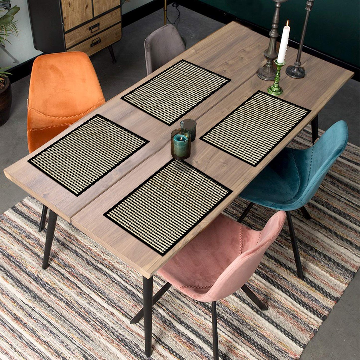 Heat Resistant Bamboo Dinner Mats, Black