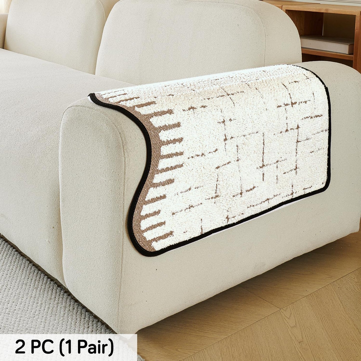 Premium Supple Soft Wavy Sofa Cover Mat, Cream Brown