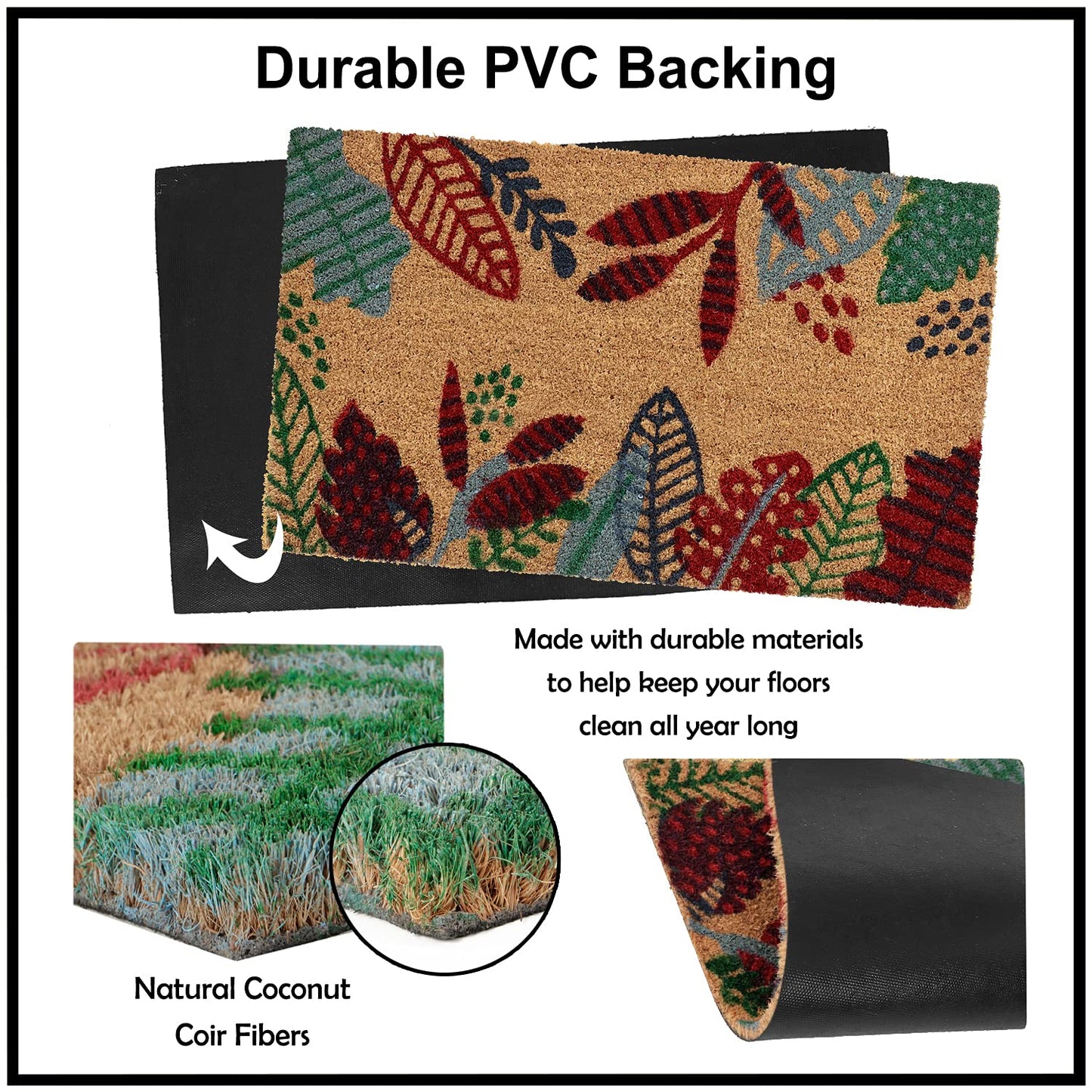 Coir Entrance Door Mat with Anti-Slip PVC Backing
