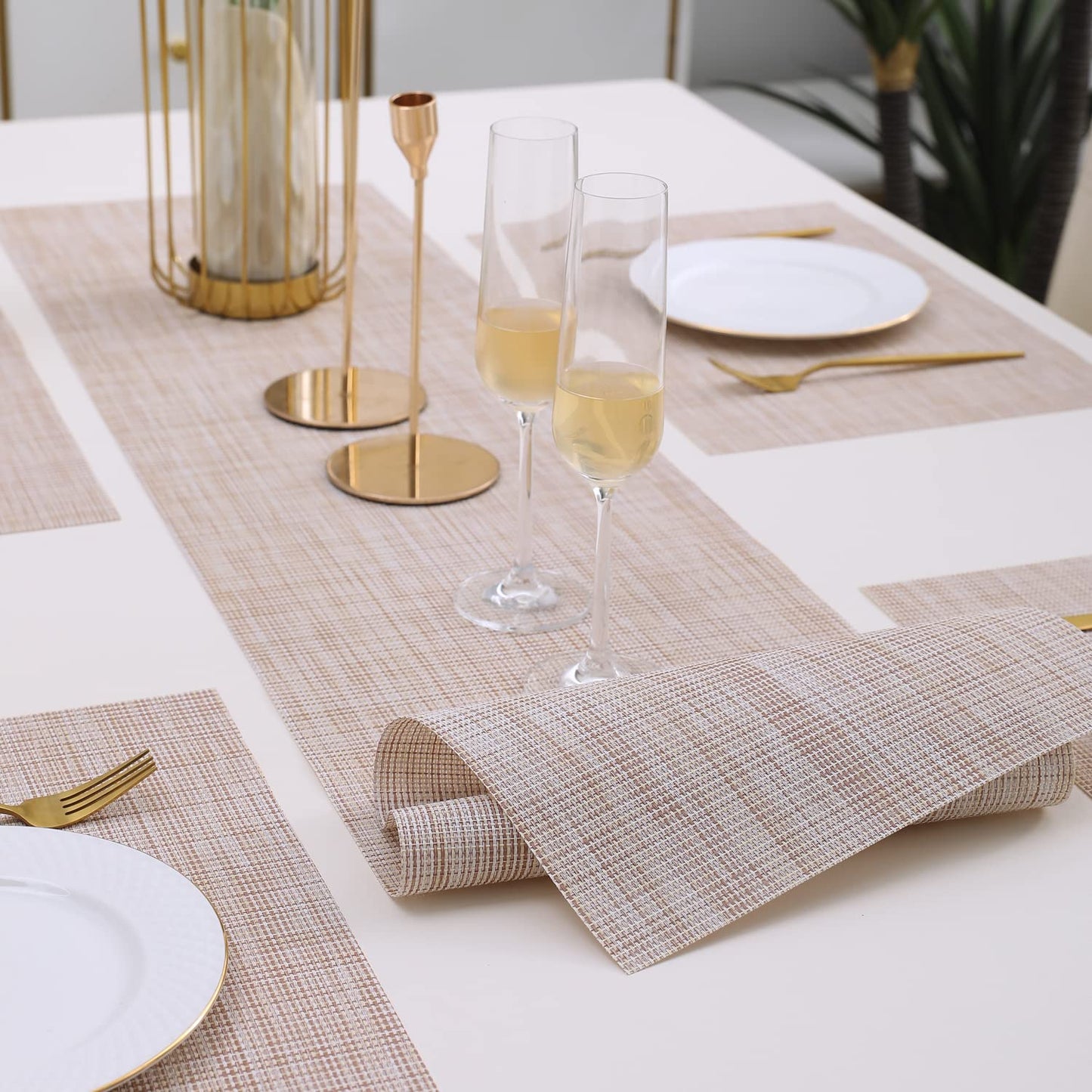 PVC Dining Table Mats, Beige