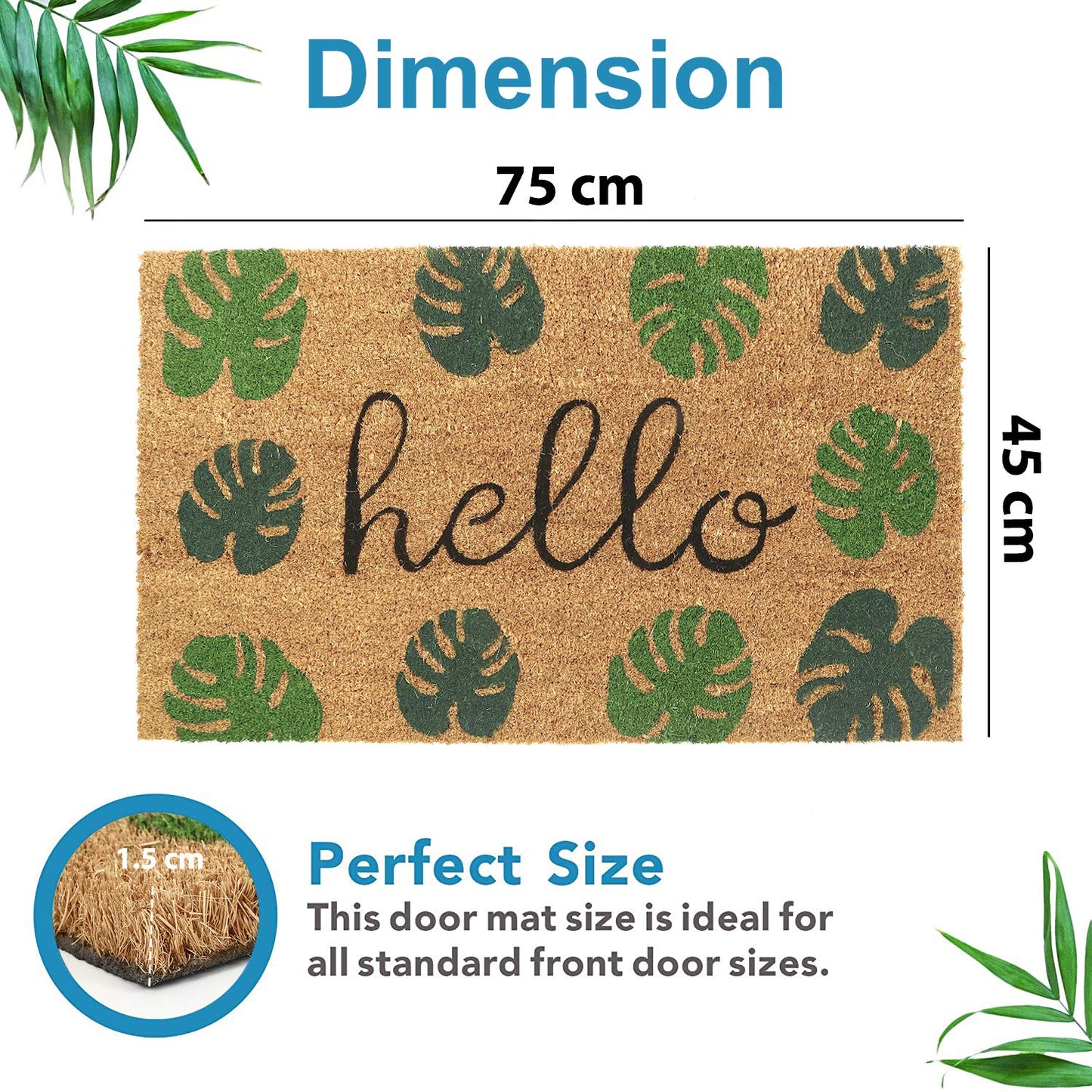Coir Entrance Door Mat with Anti-Slip PVC Backing