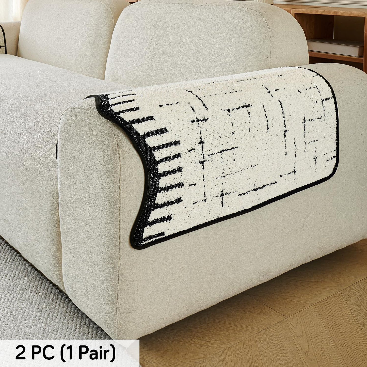 Premium Supple Soft Wavy Sofa Cover Mat, Off White