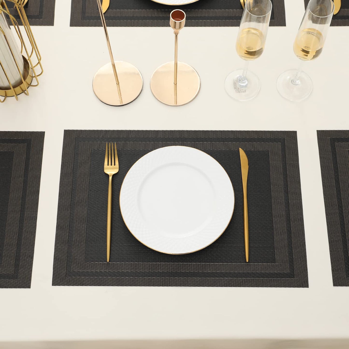 PVC Dining Table Mats, Charcoal Black