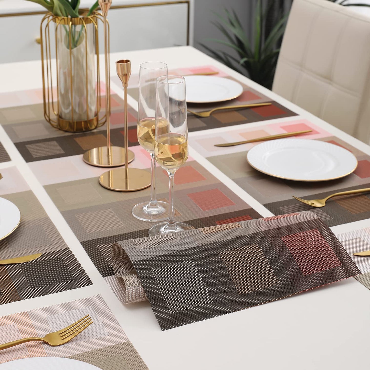 PVC Dining Table Mats, Gradient Red