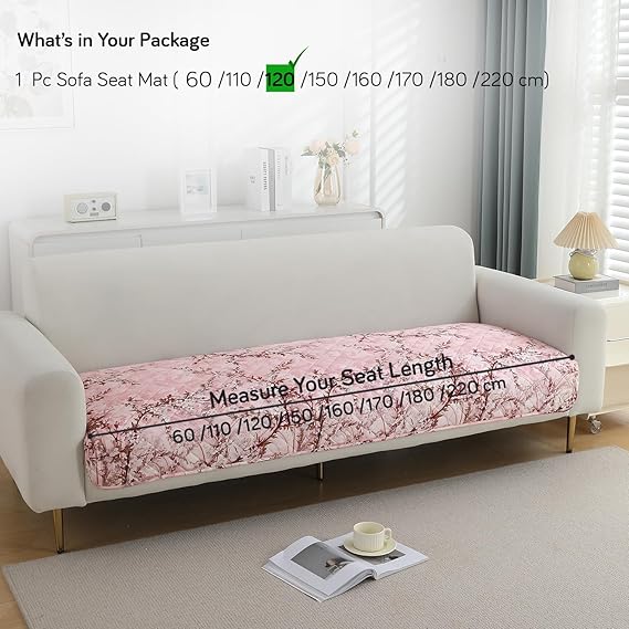 Quilted, Waterproof and Anti-Slip Sofa Cover Mat, Blossom Flower Pink