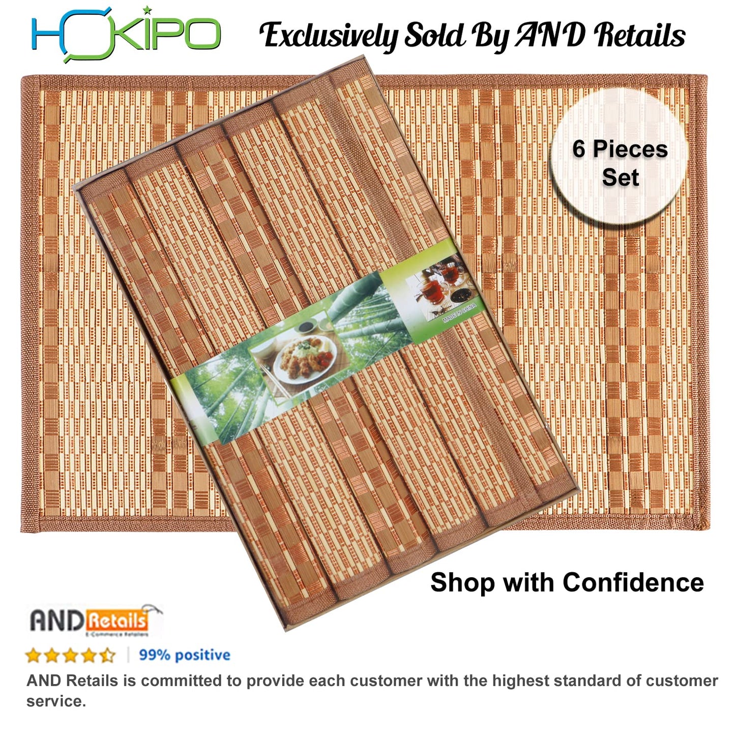 Heat Resistant Bamboo Dinner Mats, Burnt Orange