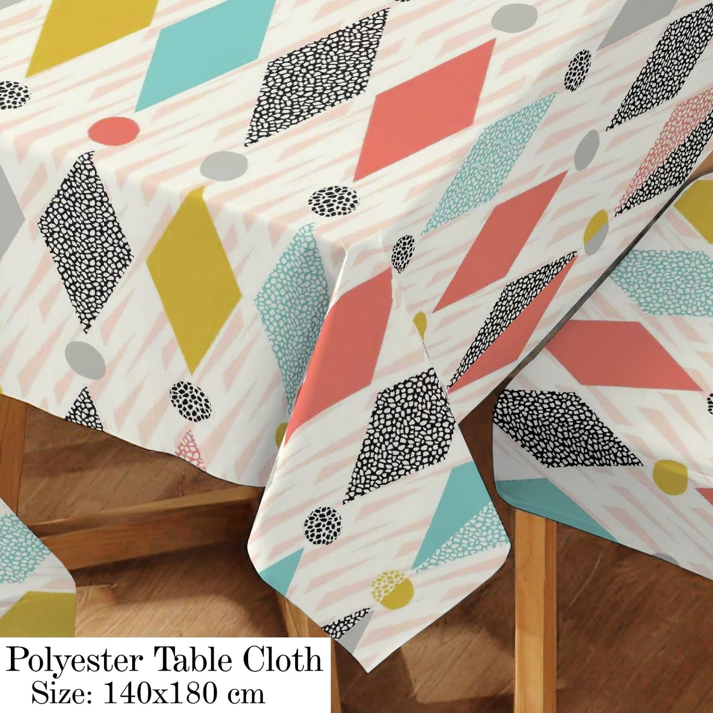 Elastic Dining Chair Covers Set of 4/6 with Matching Tablecloth, Rhombus Multicolor