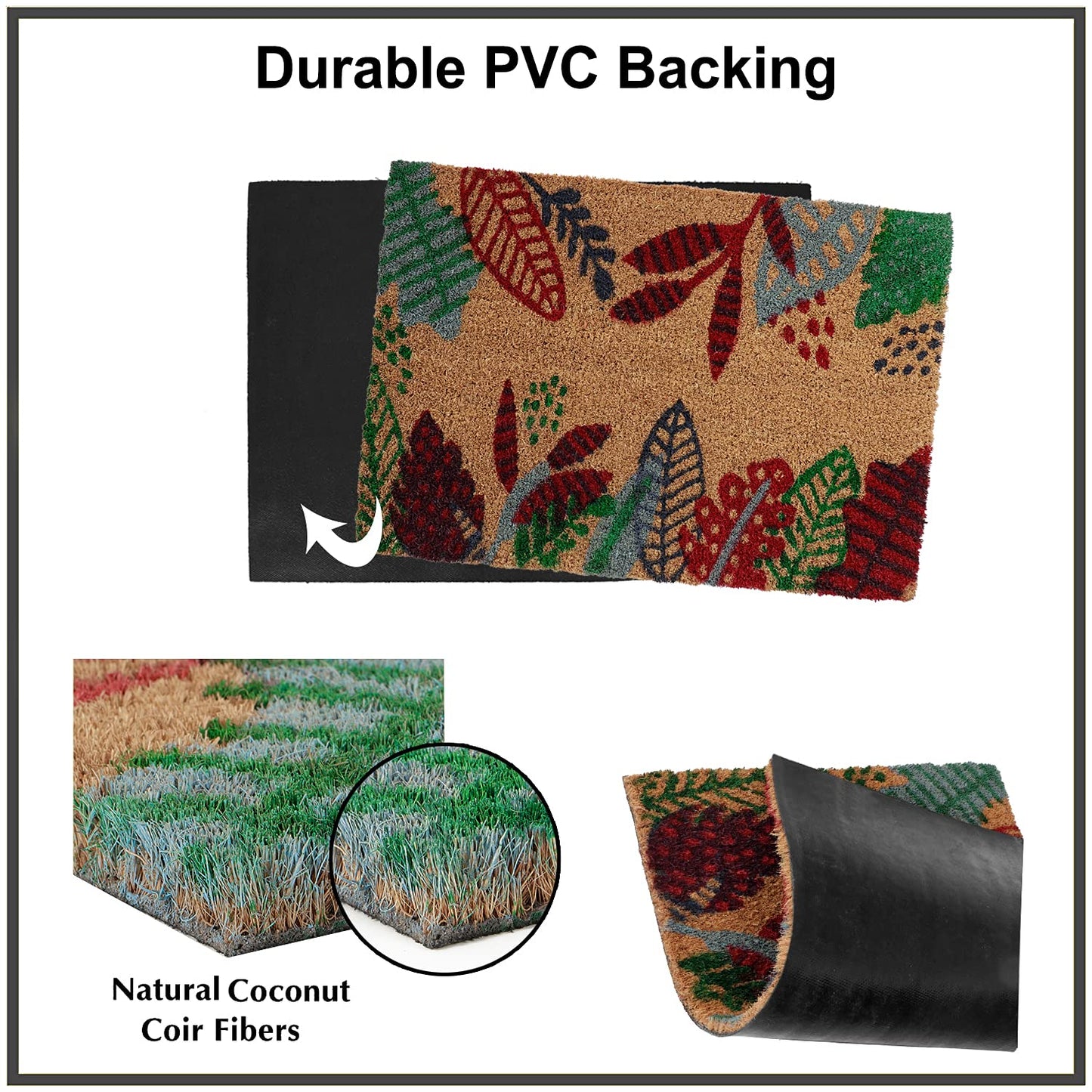 Coir Entrance Door Mat with Anti-Slip PVC Backing