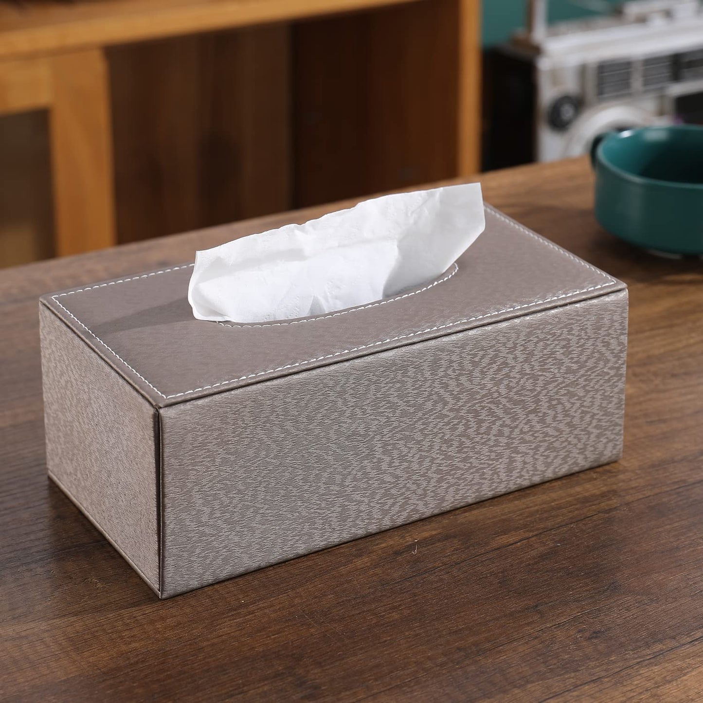 buy brown PU leather tissue holder | HOKIPO