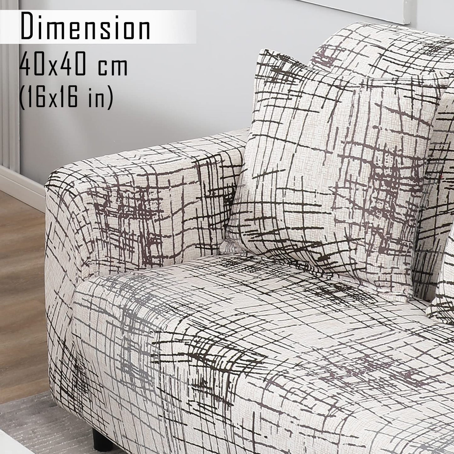 Beige Brown Lines non slip elastic sofa cover & Cushion Cover