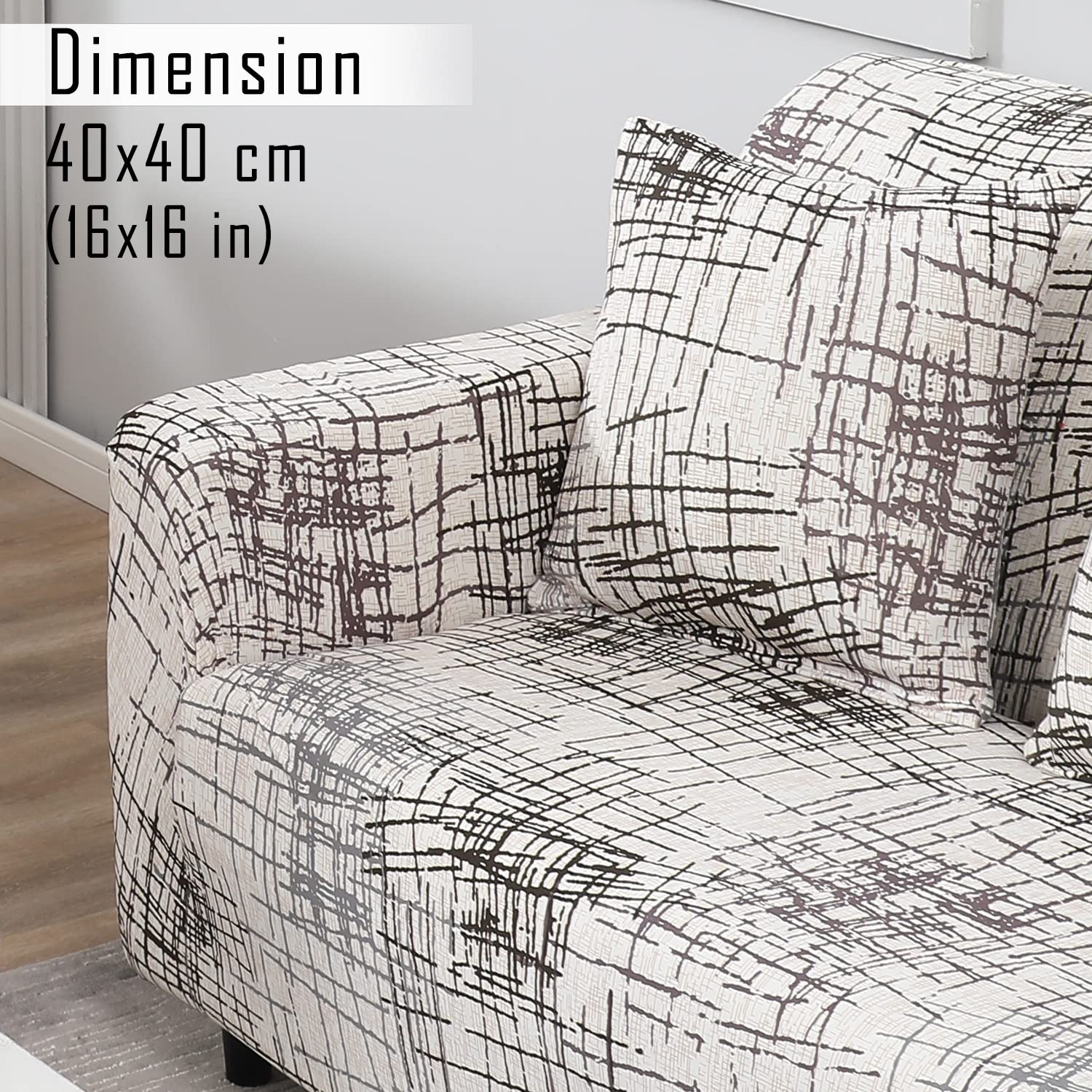 Beige Brown Lines non slip elastic sofa cover & Cushion Cover