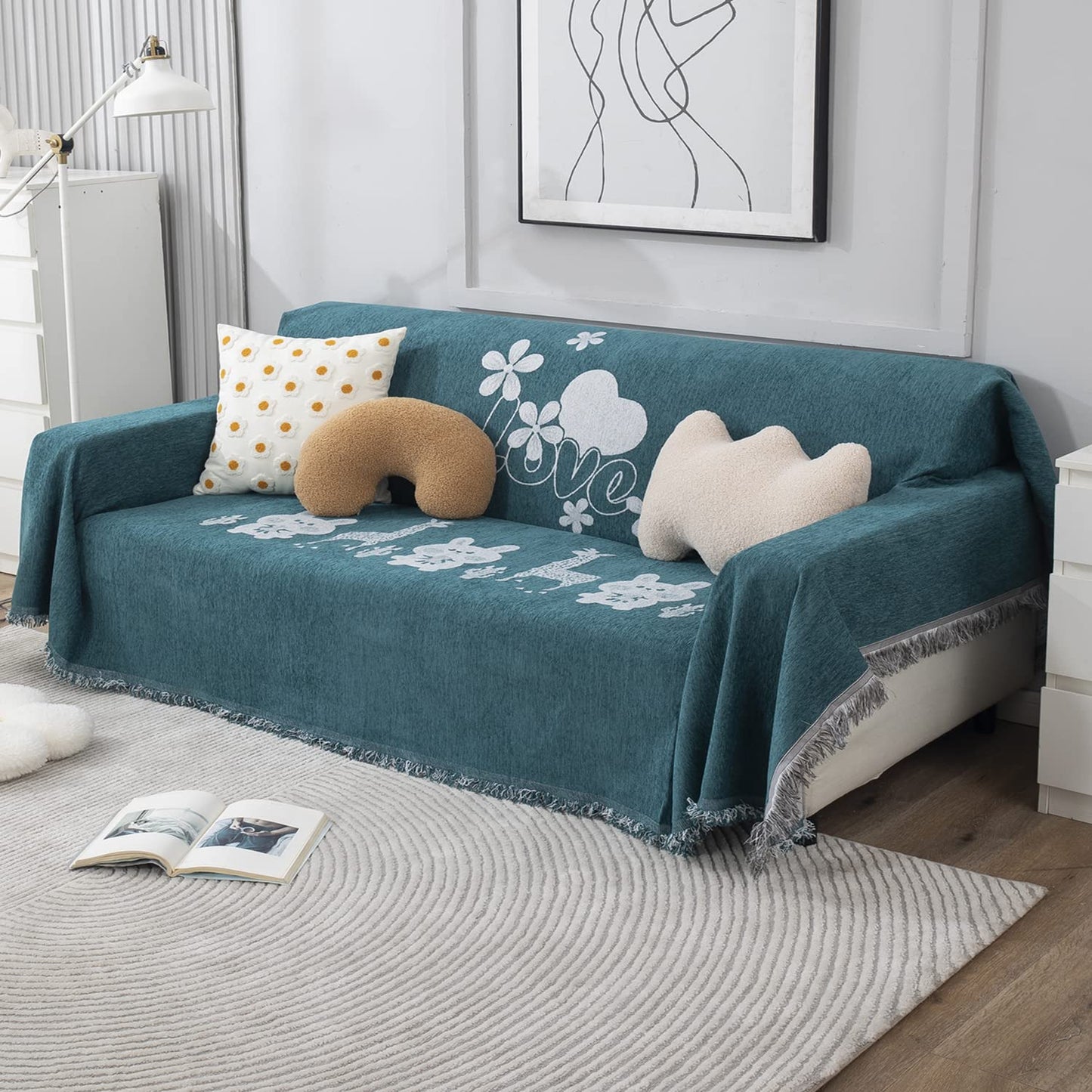 Thick, Soft and Pet Friendly Chenille Sofa Cover Throw,
