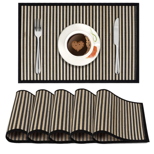 Heat Resistant Bamboo Dinner Mats, Black