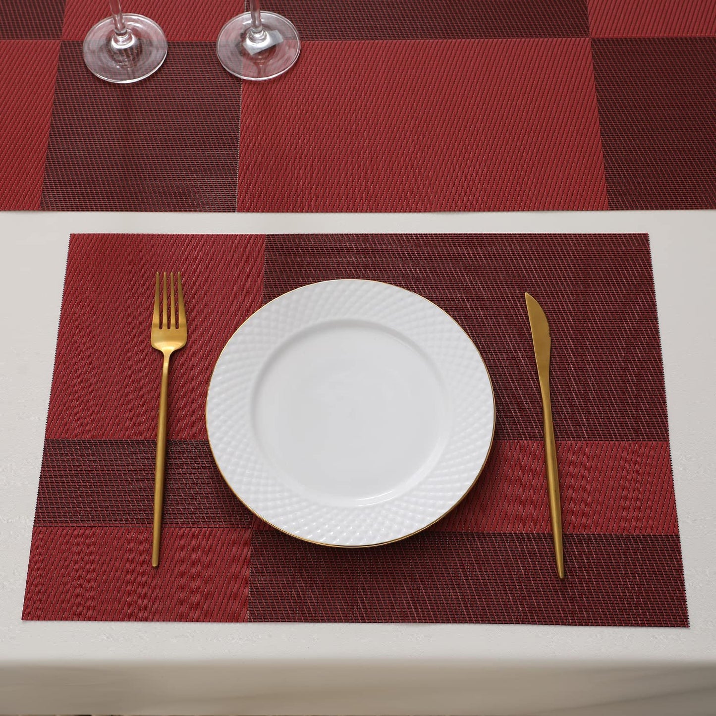 PVC Dining Table Mats, Ruby Red