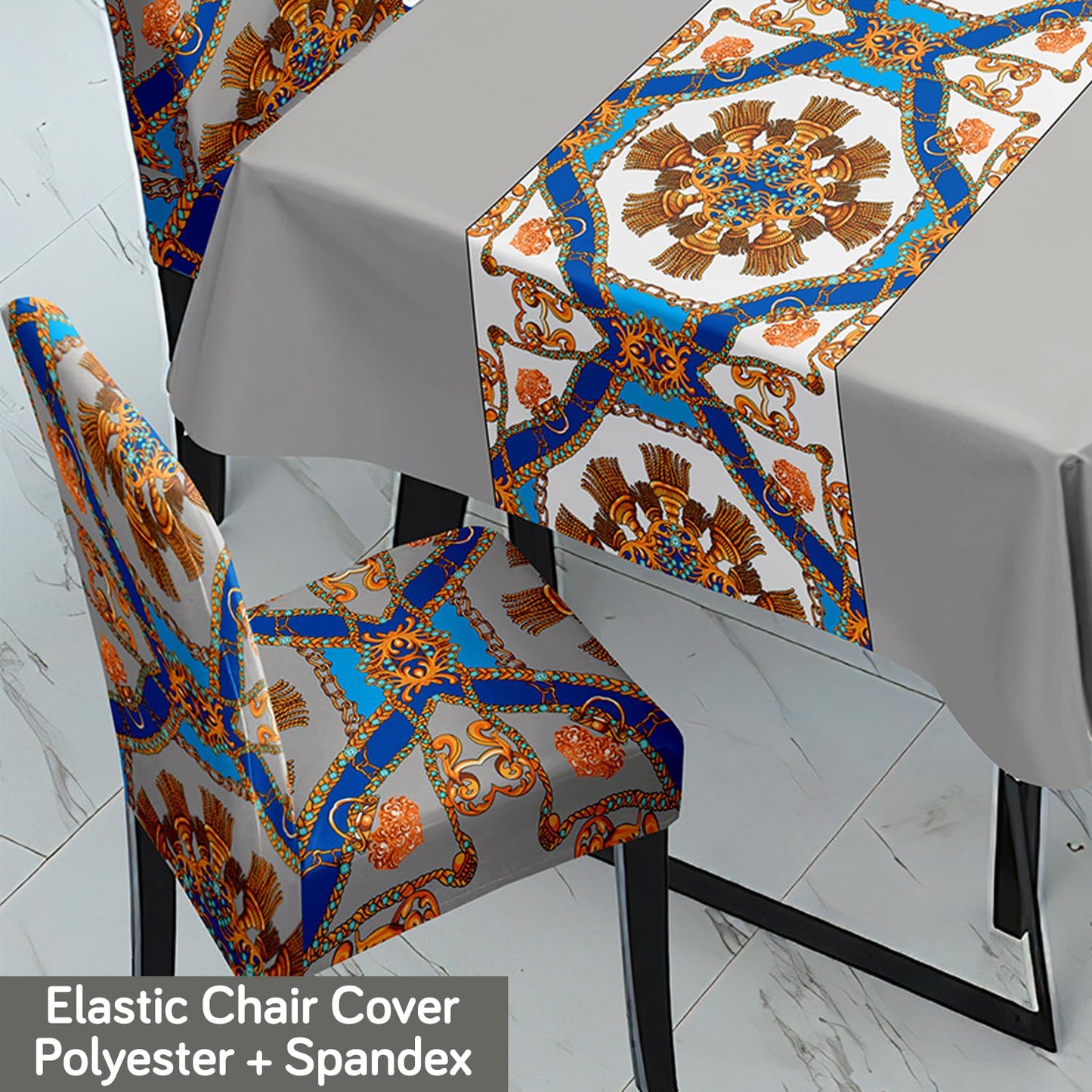 Grey Dining Table Cover with Chair Covers | 4/6 Seater