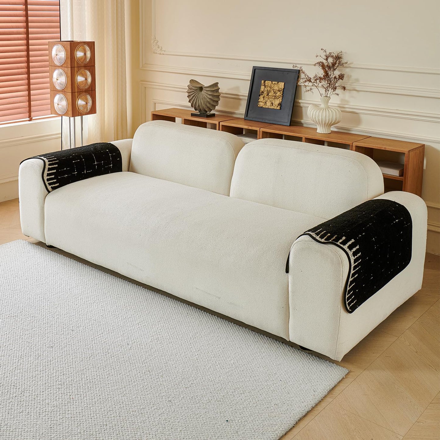 Premium Supple Soft Wavy Sofa Cover Mat, Black
