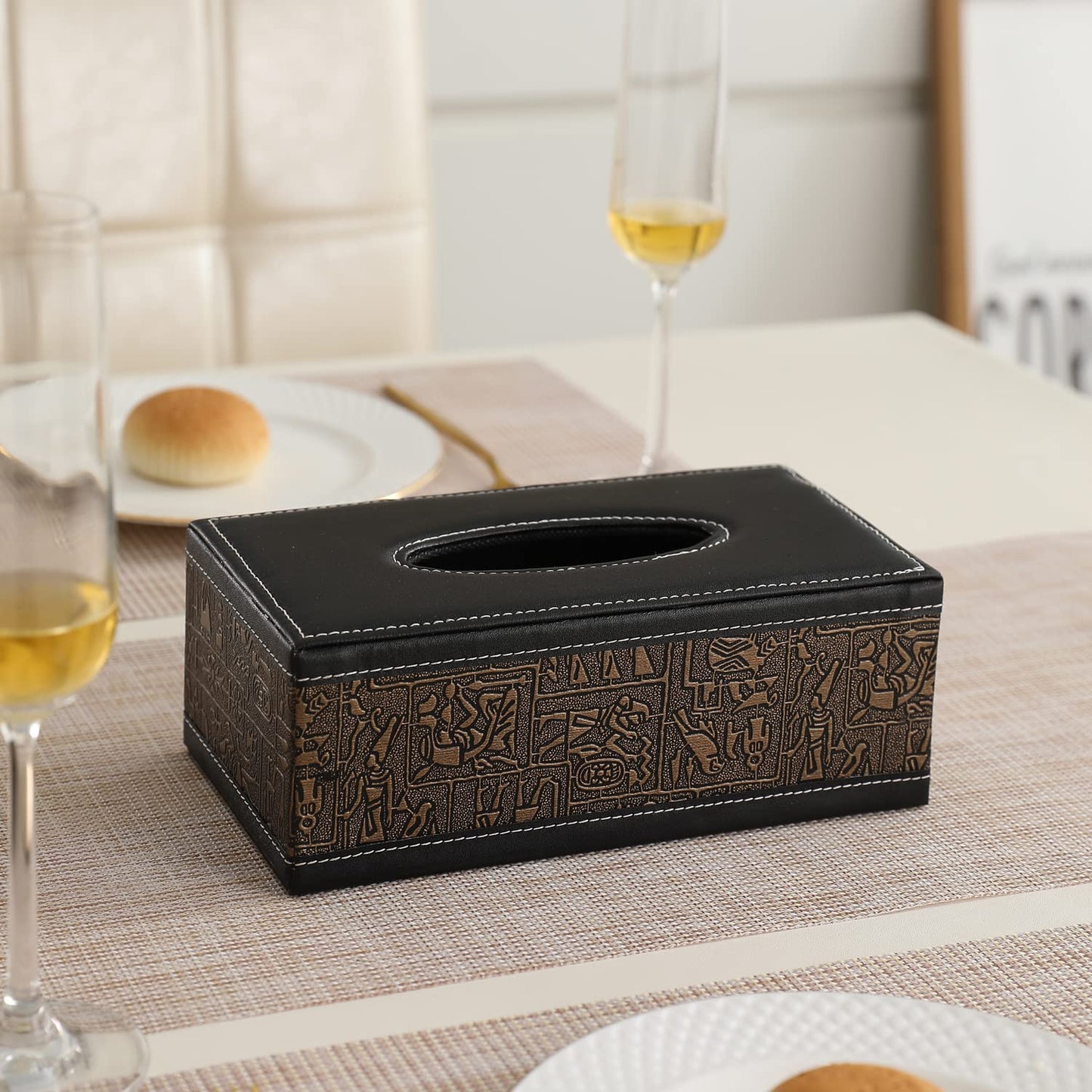 buy metallic PU leather tissue paper box | HOKIPO