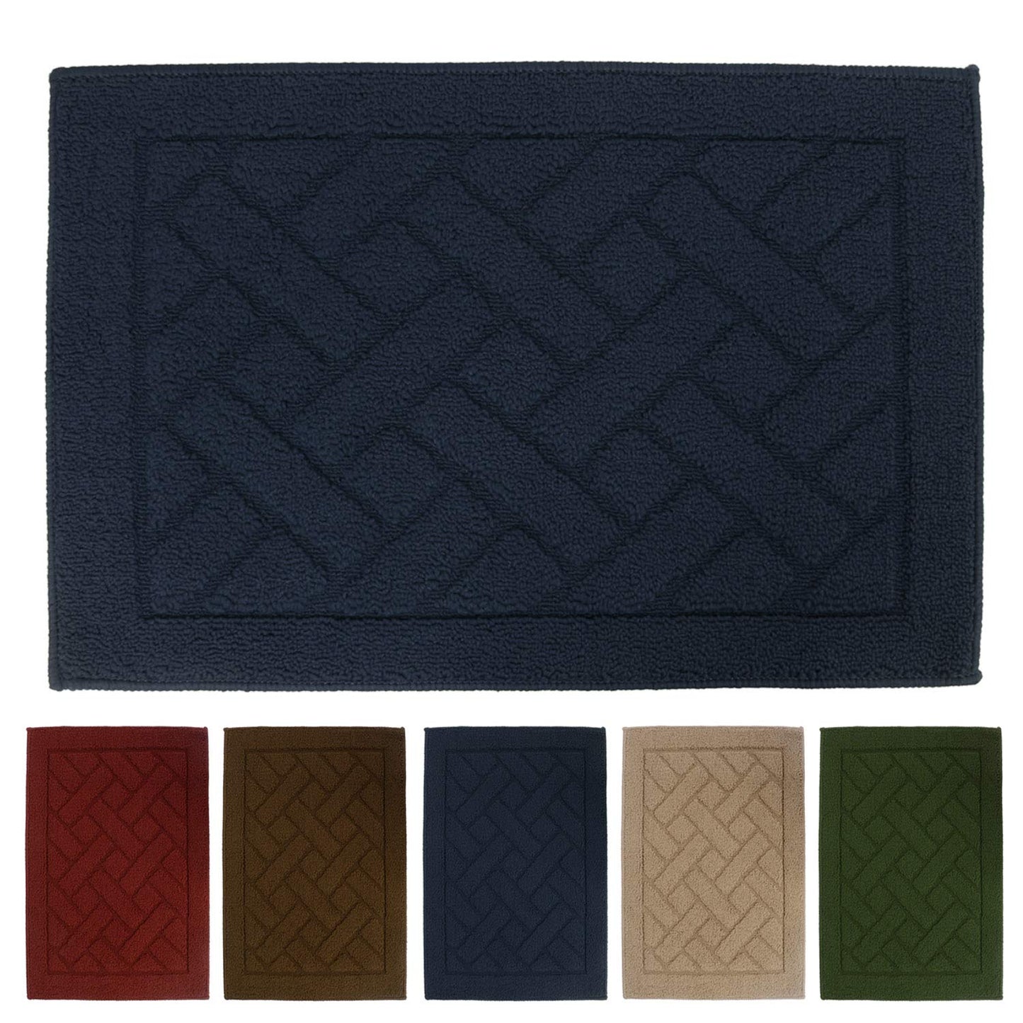 Front Door Inside and Outside Dirt Trapper Mat Polypropylene Fiber Anti-Slip Rubber Back Machine Washable Mat, Rectangular - 45 x 70 cm, Blue