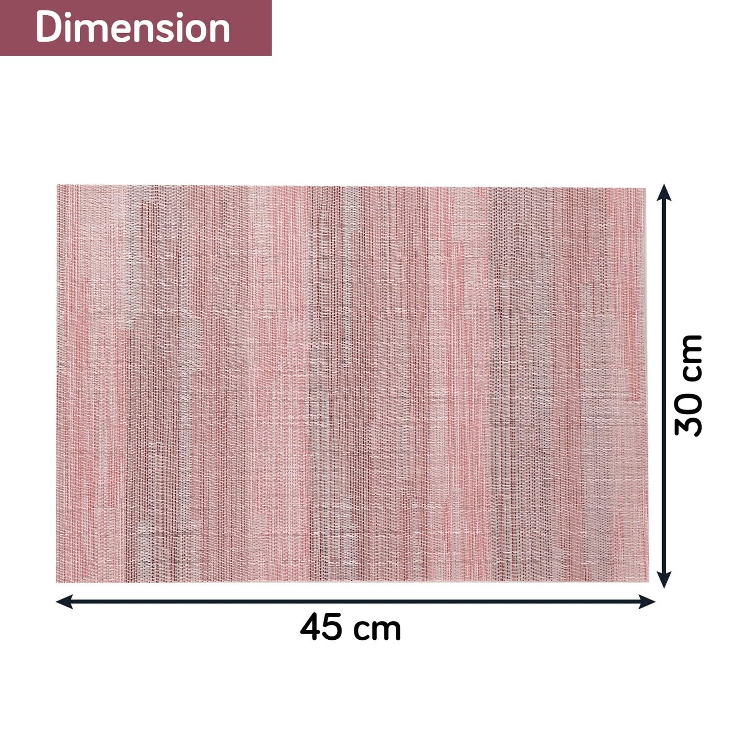 HOKIPO PVC Dining Table Mats and Runner Set of 4/6, Rosemilk Essence Vertical Lines