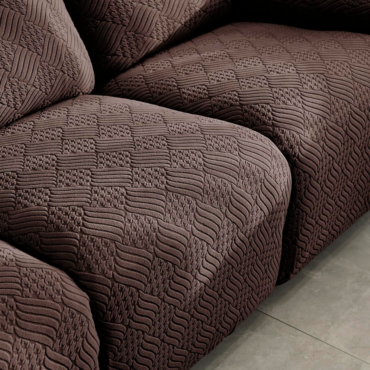 Premium 170 GSM Jacquard Fully Covered Recliner Sofa Cover for 1/2/3 Seaters, Brown
