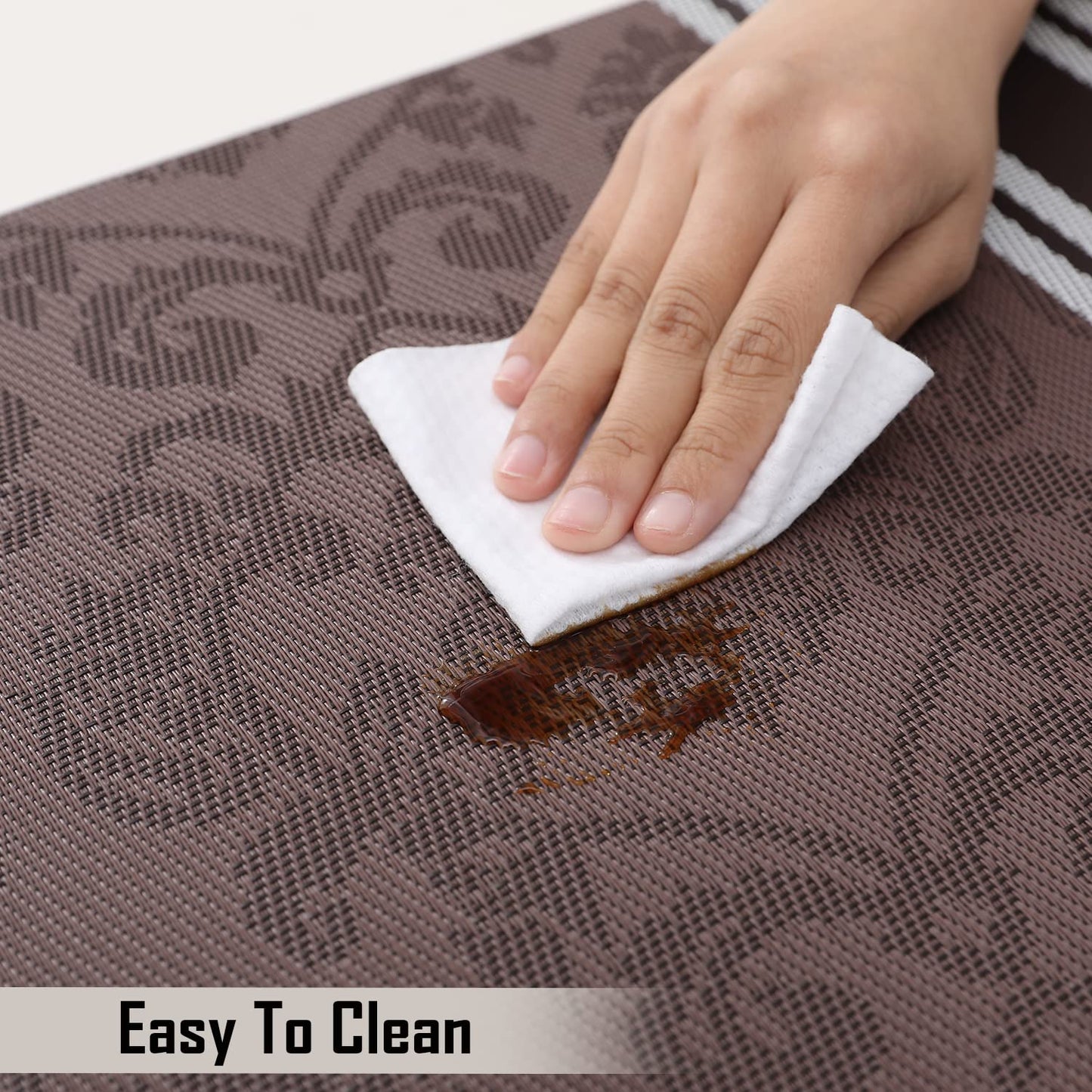 PVC Dining Table Mats, Damask Brown