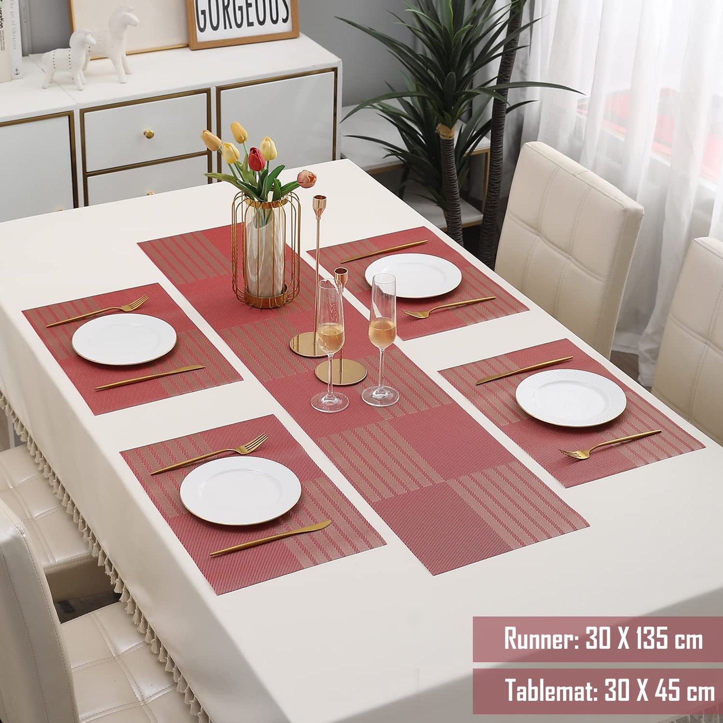 PVC Dining Table Mats, Red