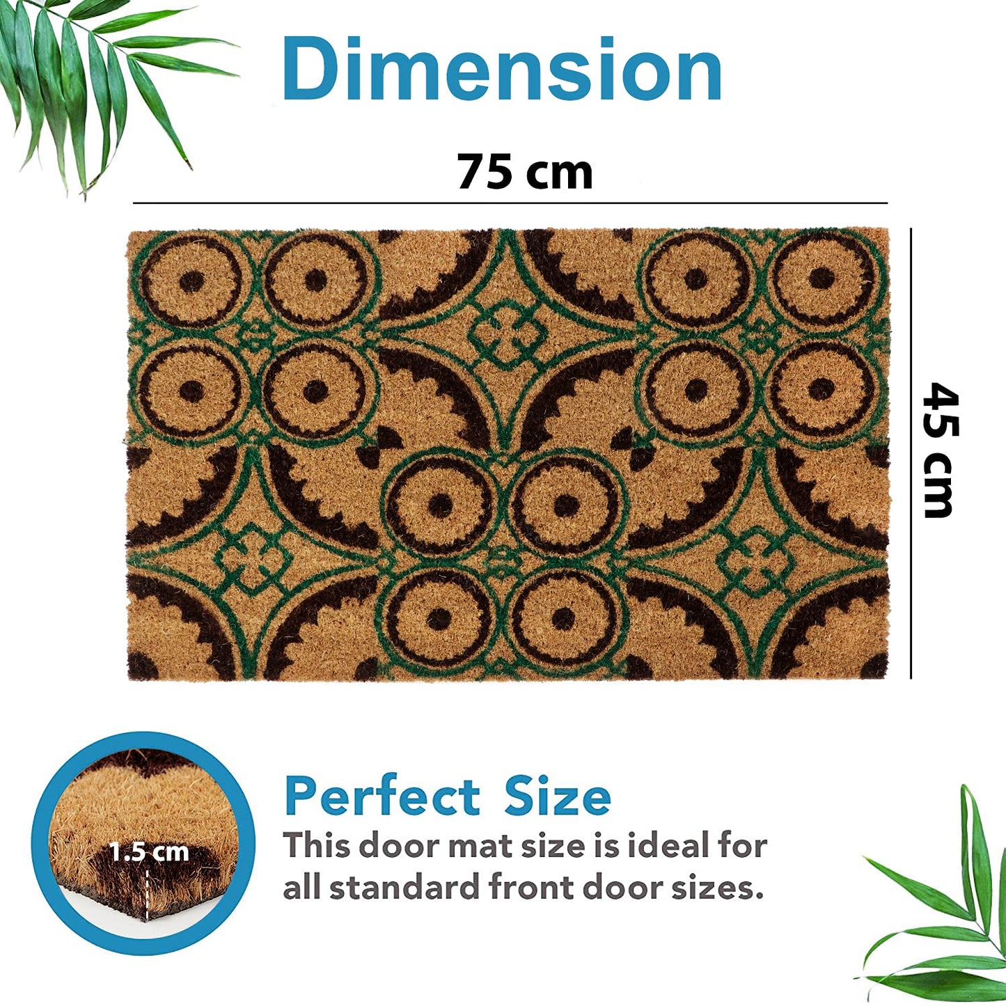 Coir Entrance Door Mat with Anti-Slip PVC Backing