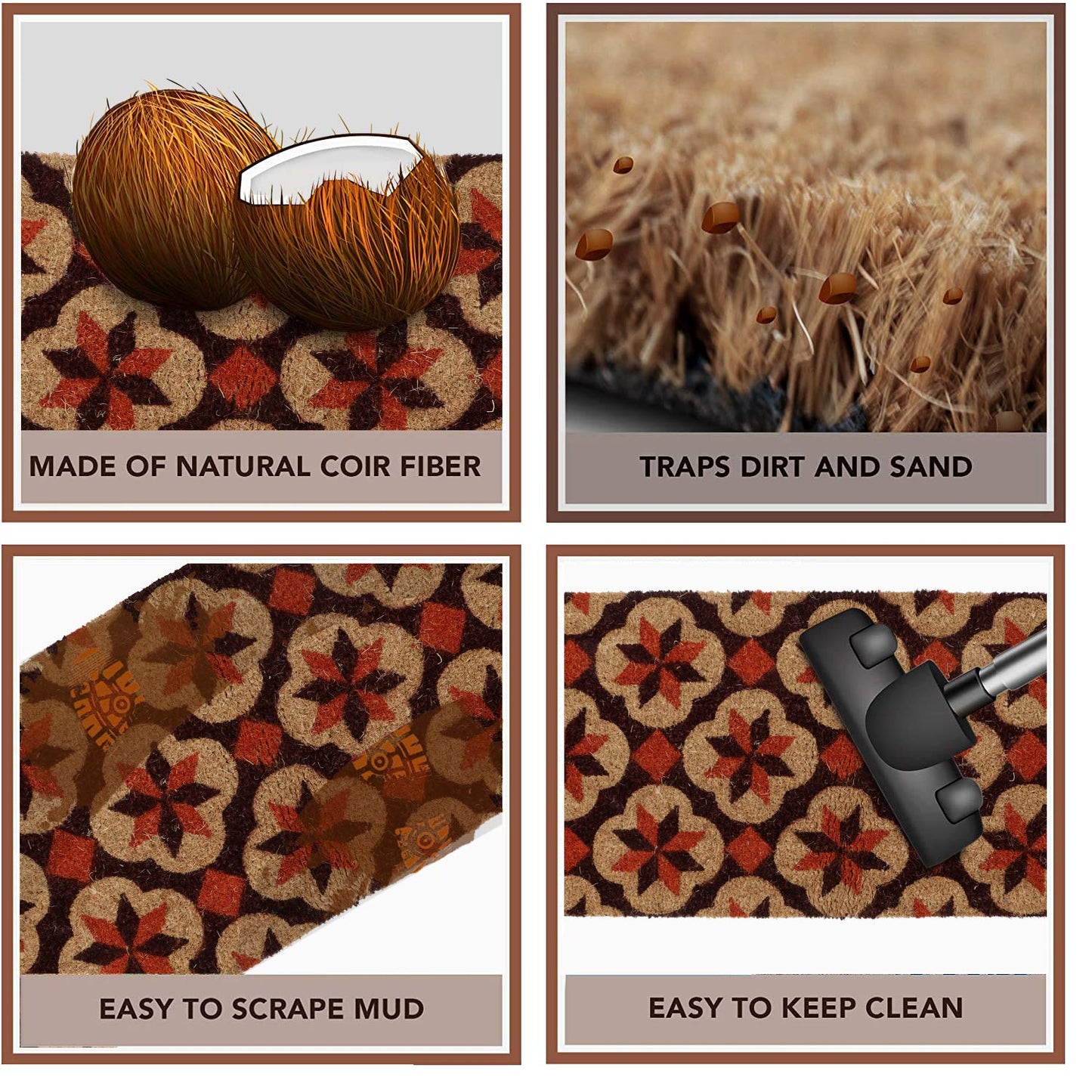 Coir Entrance Door Mat with Anti-Slip PVC Backing