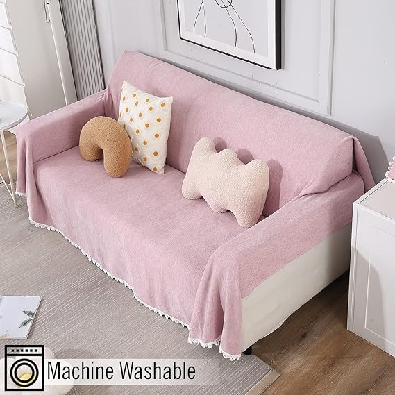 Chenille Sofa Couch Slipcover, Pink for 1/2/3 Seater