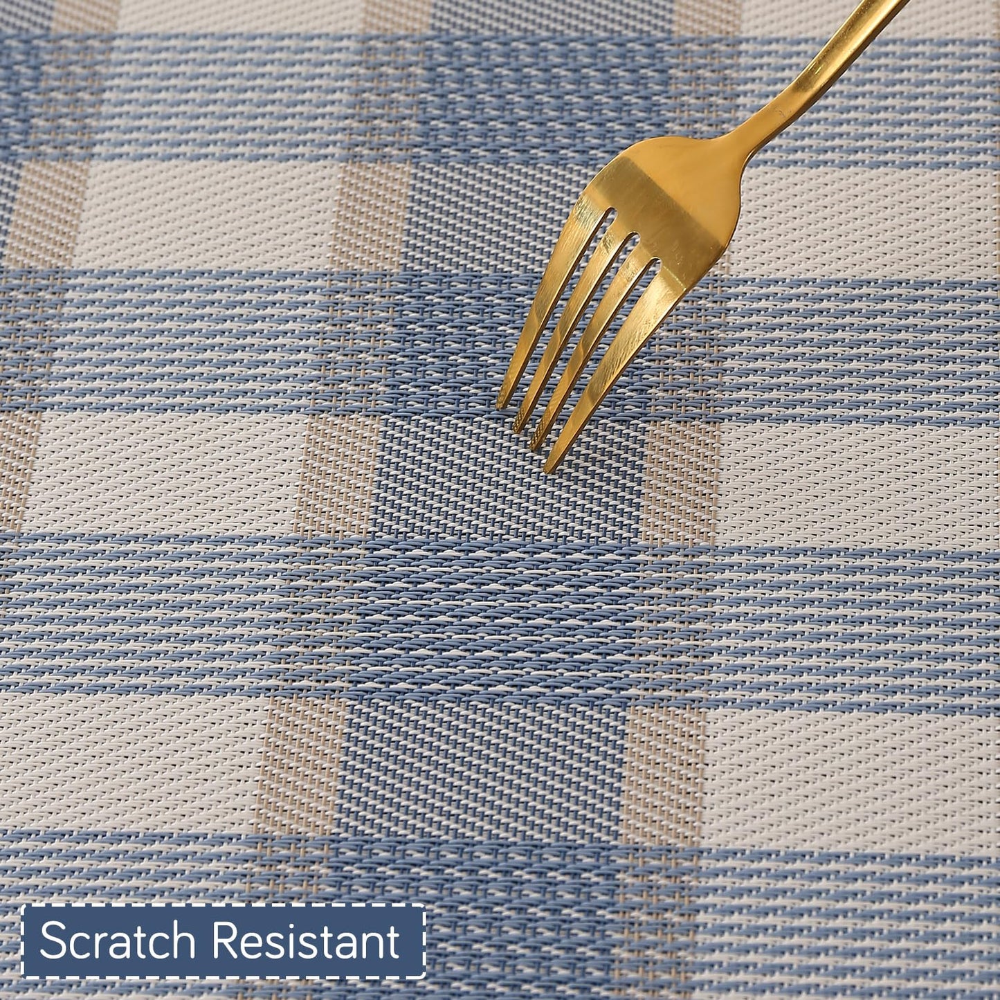 Classic Checks PVC Washable Mats for Dining Table - Pacific Blue