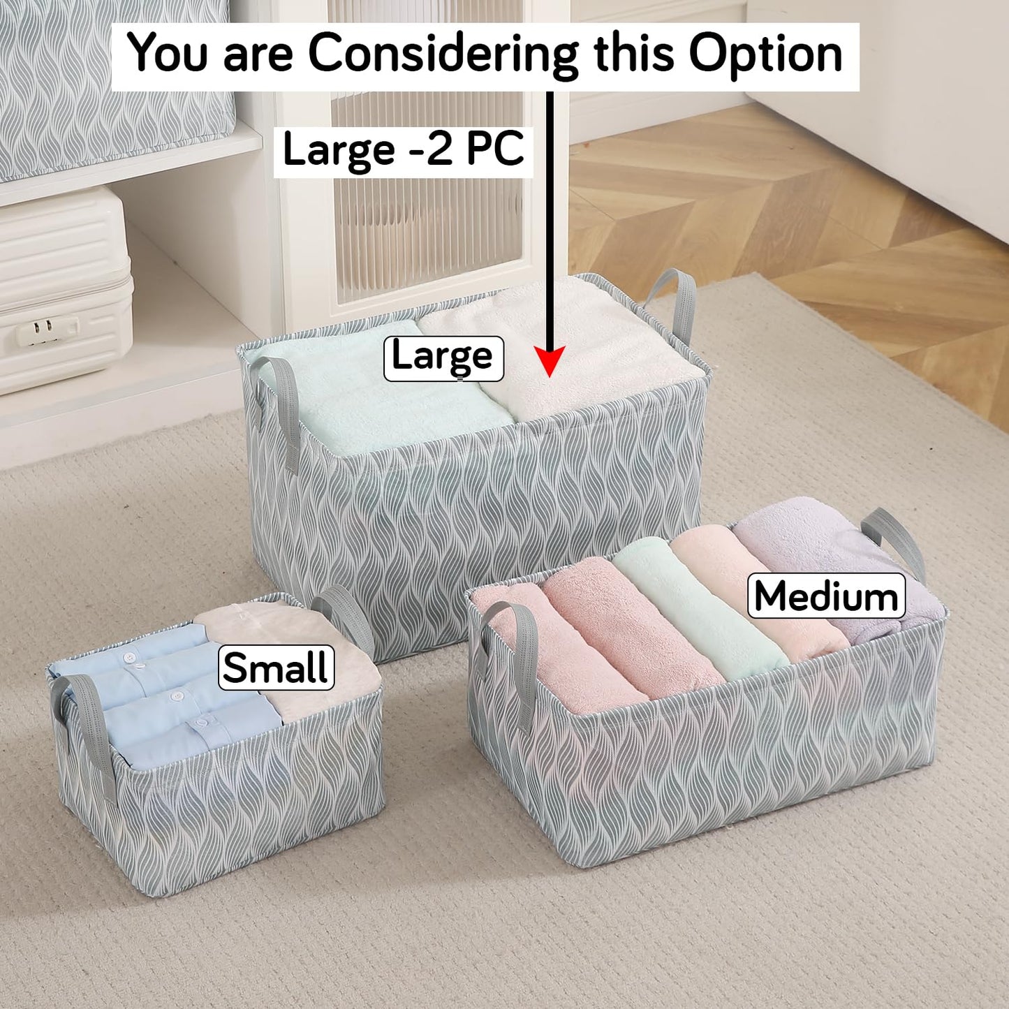 Foldable Wardrobe Storage Basket | Non-Woven Bin with Metal Frame & Handles