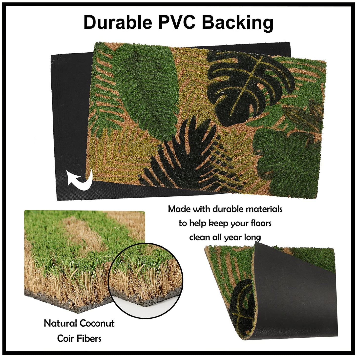 Coir Entrance Door Mat with Anti-Slip PVC Backing