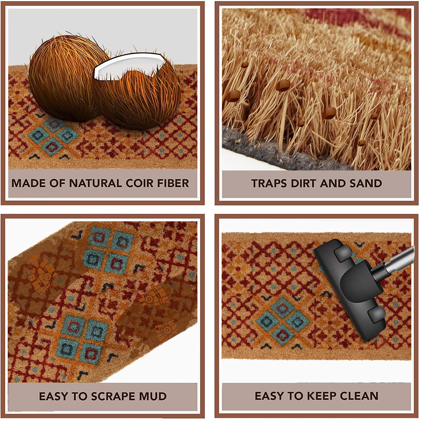 Coir Entrance Door Mat with Anti-Slip PVC Backing
