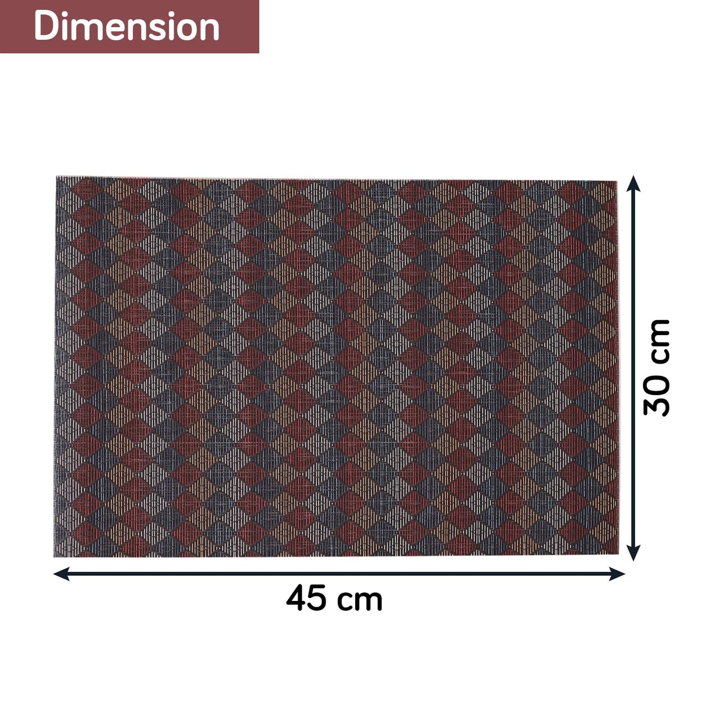 PVC Dining Table Mats and Runner Set of 4/6, Red Blue Rhombus