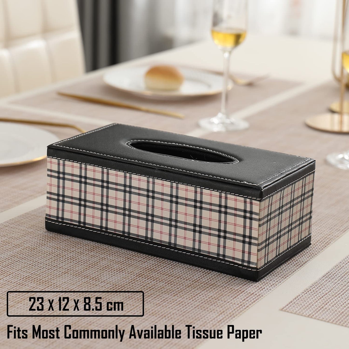 Buy beige faux leather tissue paper holder | Hokipo