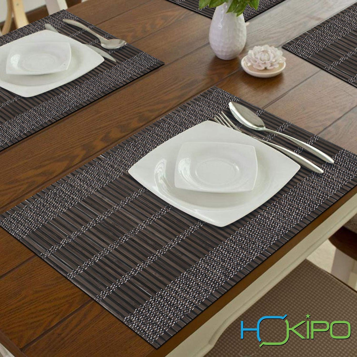 Heat Resistant Bamboo Placemats Set of 6 Dining Table Mats, 45x30 cm