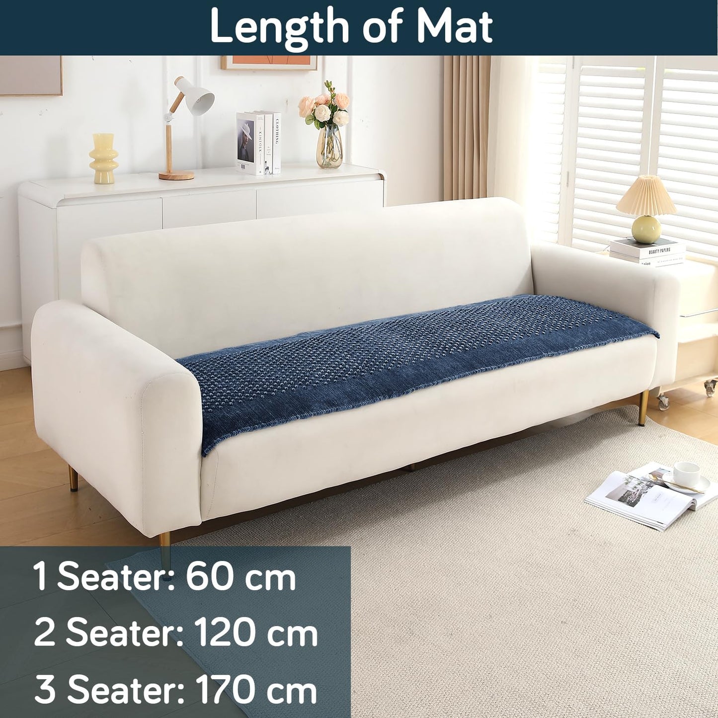 Handloom Made Thick Poly Velvet Reversible Sofa Mat for 1/2/3 Seater, Anchor Grey