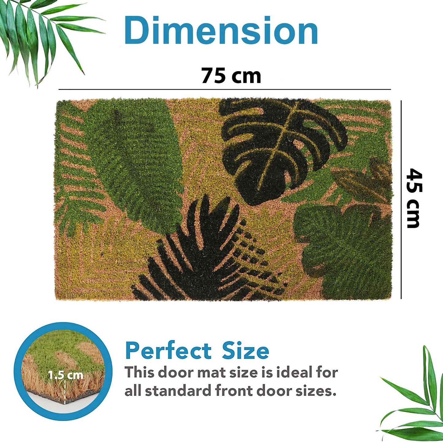 Coir Entrance Door Mat with Anti-Slip PVC Backing