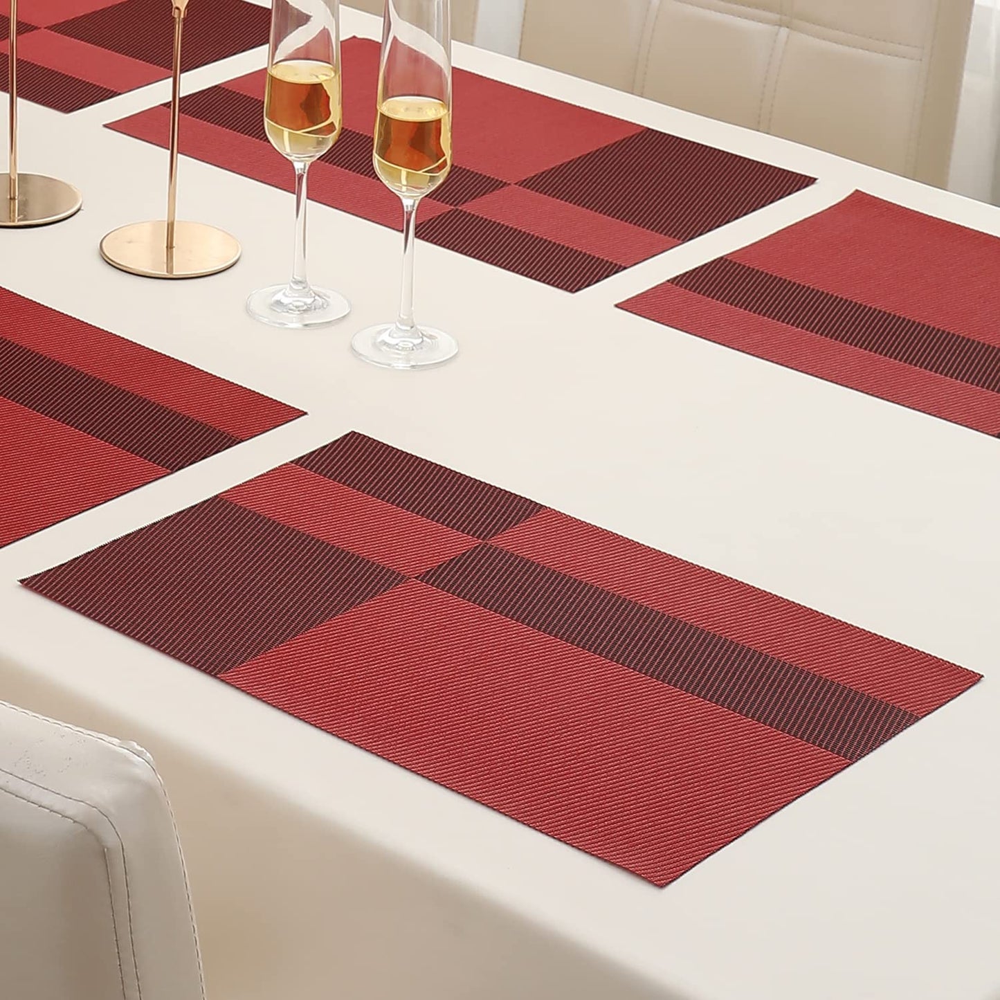 PVC Dining Table Mats, Ruby Red