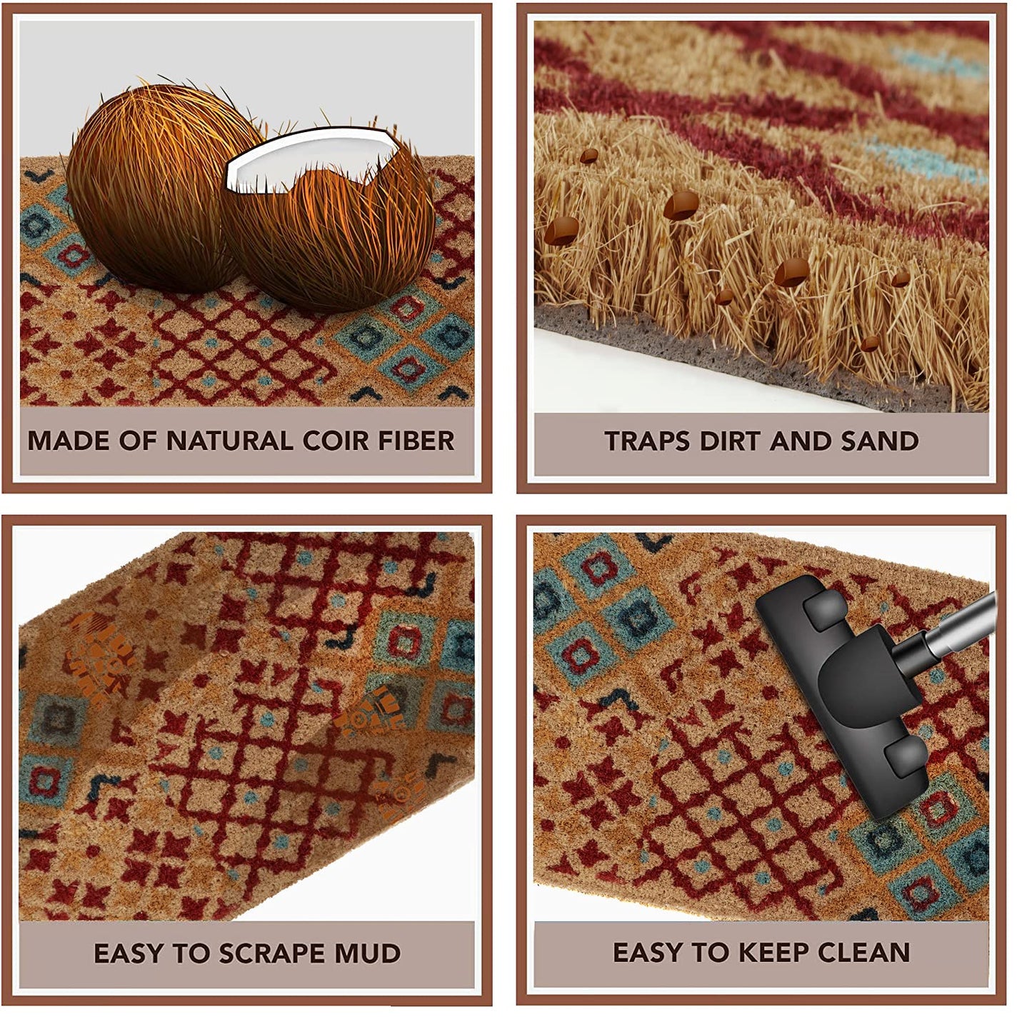 Coir Entrance Door Mat with Anti-Slip PVC Backing