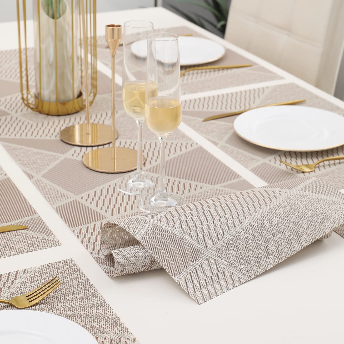 PVC Dining Table Mats, Abstract Beige