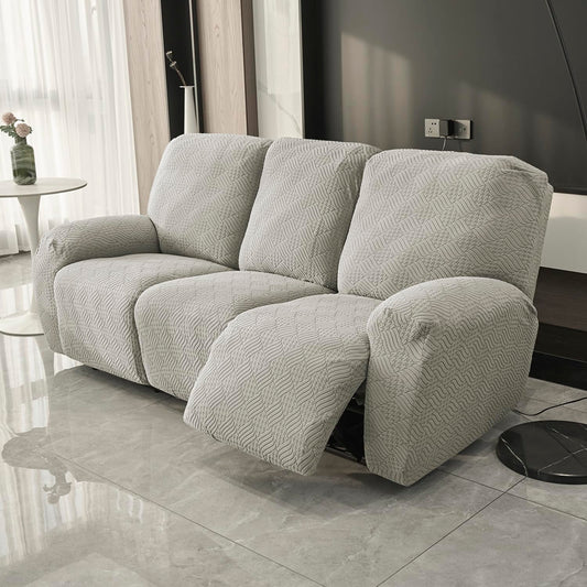 Premium 170 GSM Jacquard Fully Covered Recliner Sofa Cover for 1/2/3 Seaters, Taupe Brown