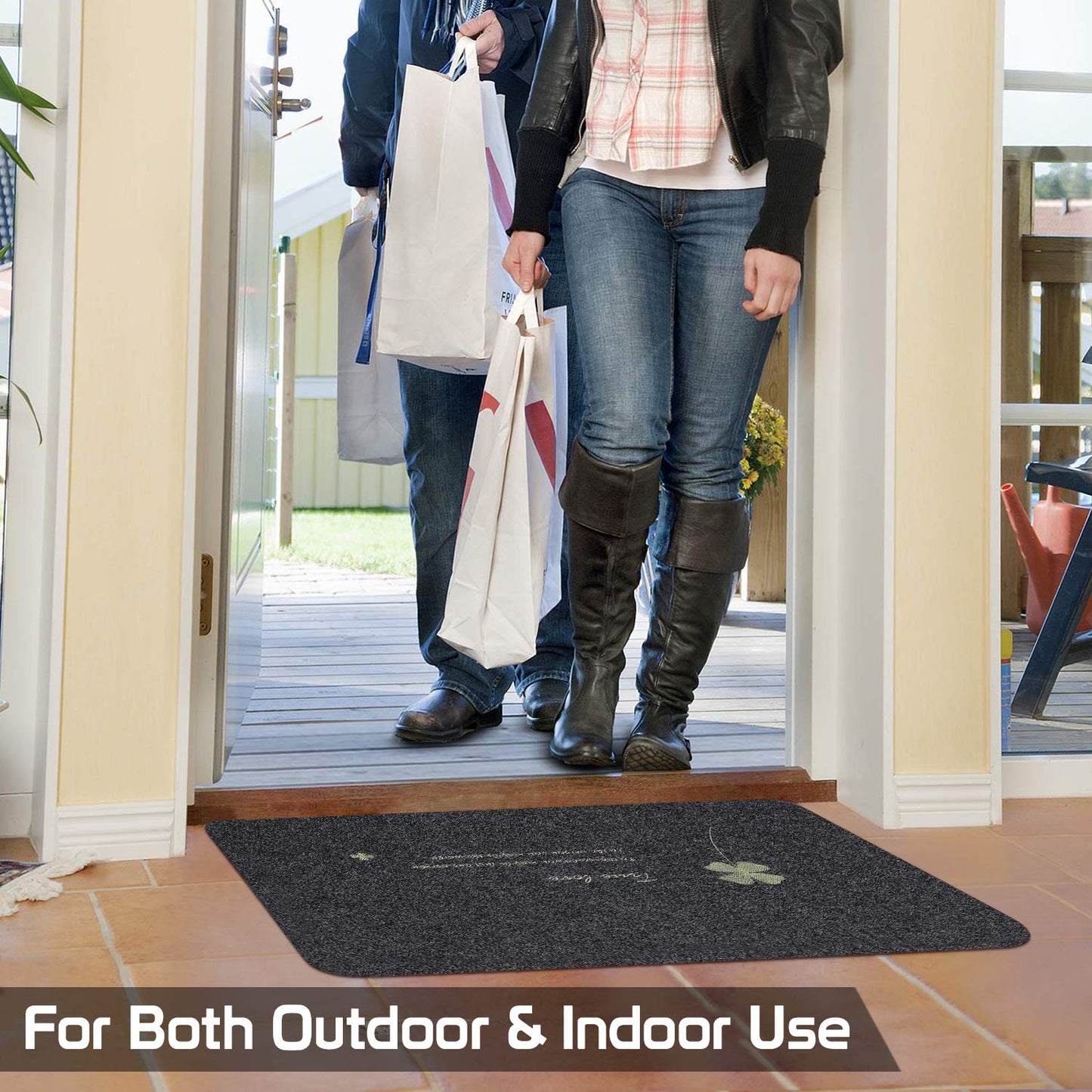 Antislip Rubber Back Dirt Trapper Inside Outside Main Door Mats for Entrance Big Size, 45 x 70 cm, Grey