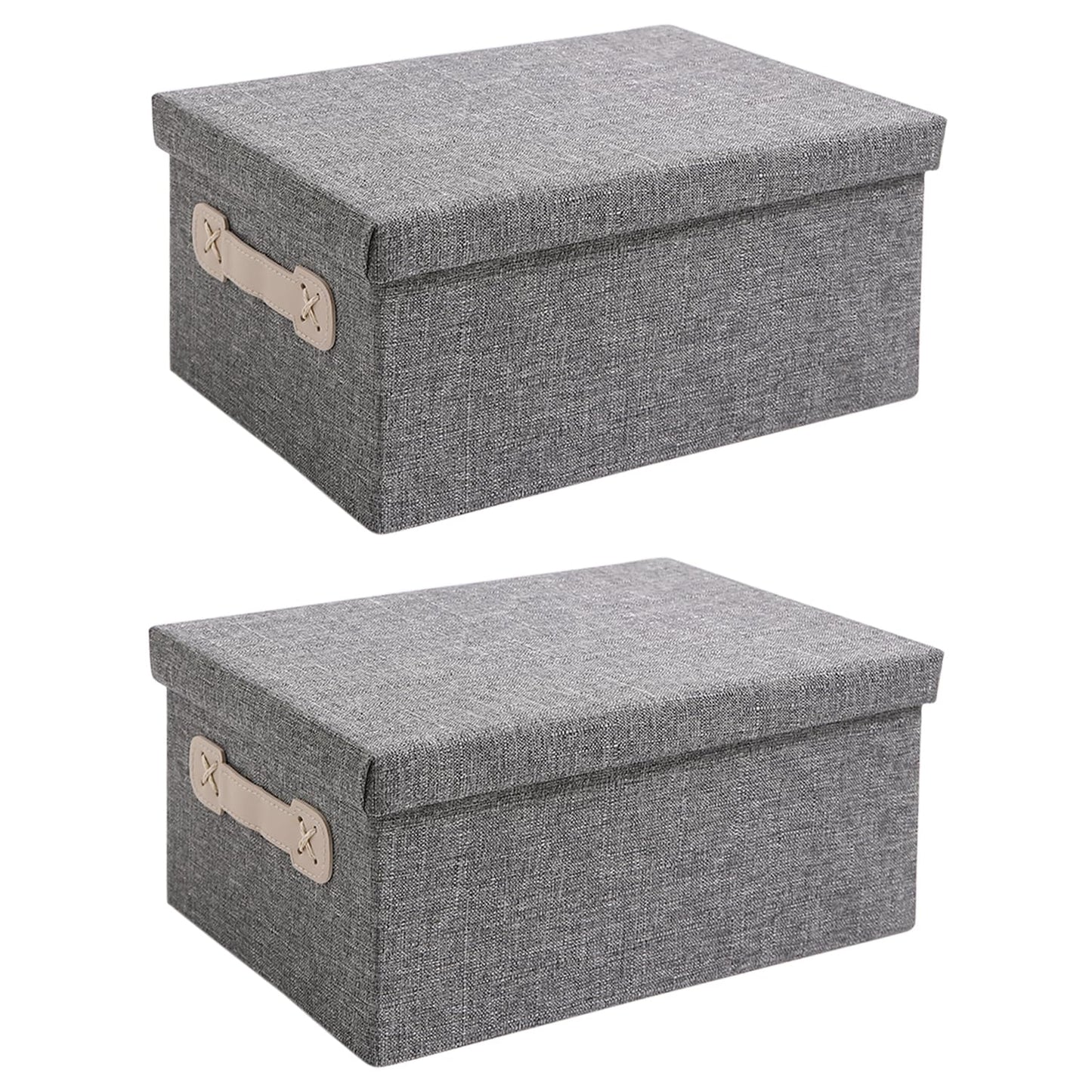 Organisers Storage Box with Lid, Grey, Pack of 1/2