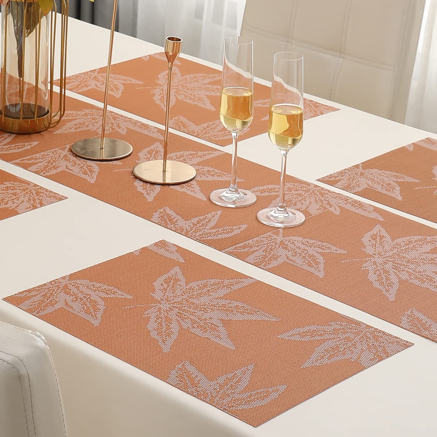 PVC Dining Table Mats, Orange Maple Leaf