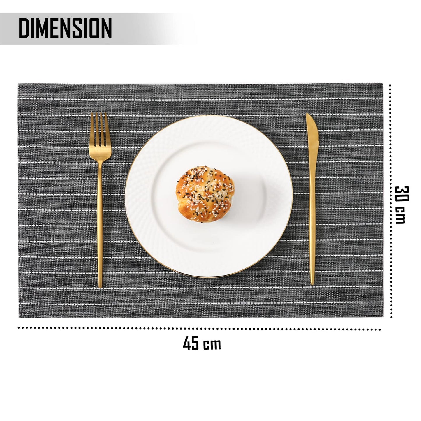 PVC Dining Table Mats, Grey