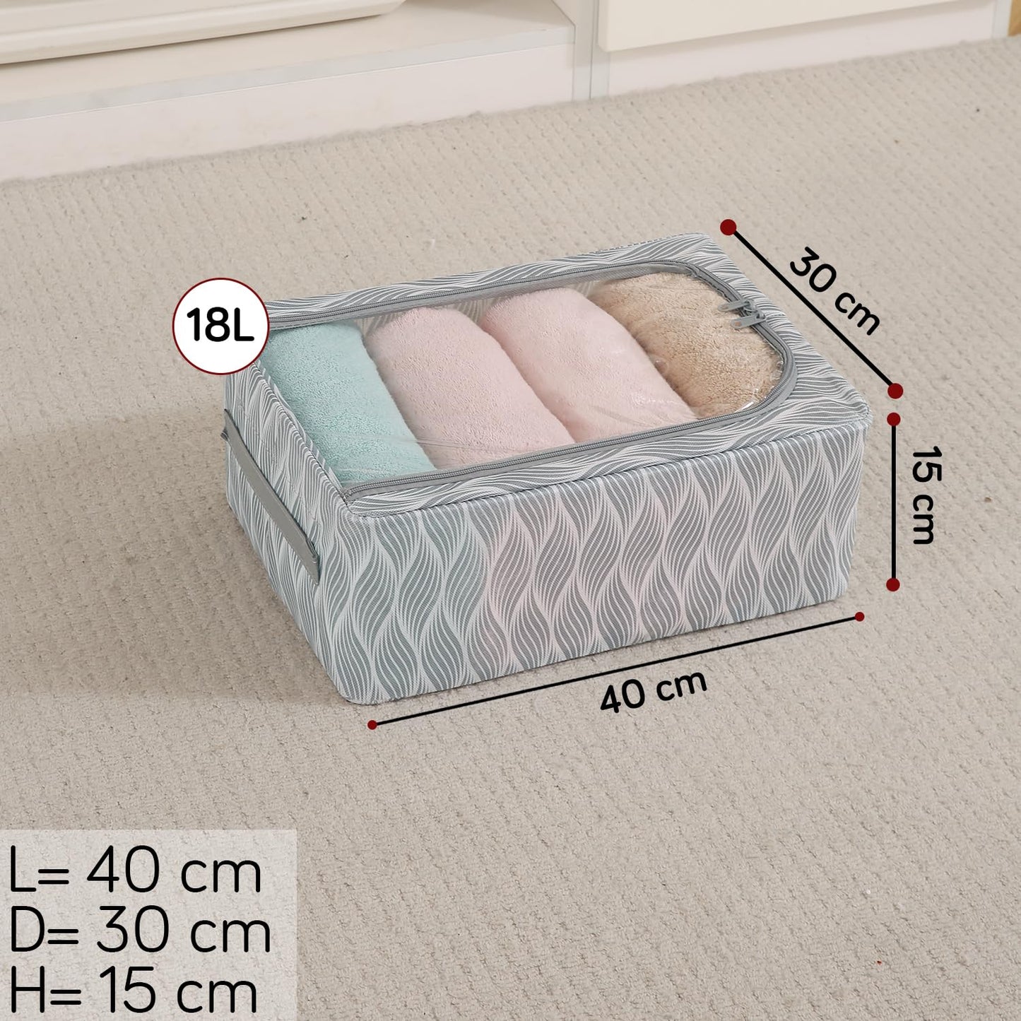 Cloth Organizer with Metal Frame | Moisture & Moth Resistant Wardrobe Organizer | Living Box for Clothes, Grey leaf