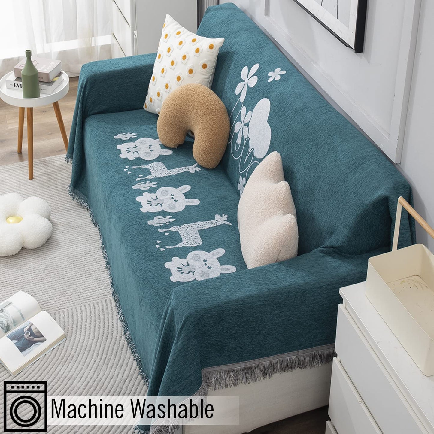 Thick, Soft and Pet Friendly Chenille Sofa Cover Throw,