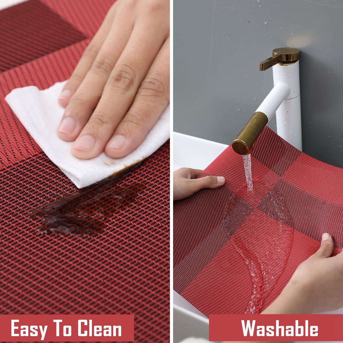 PVC Dining Table Mats, Ruby Red