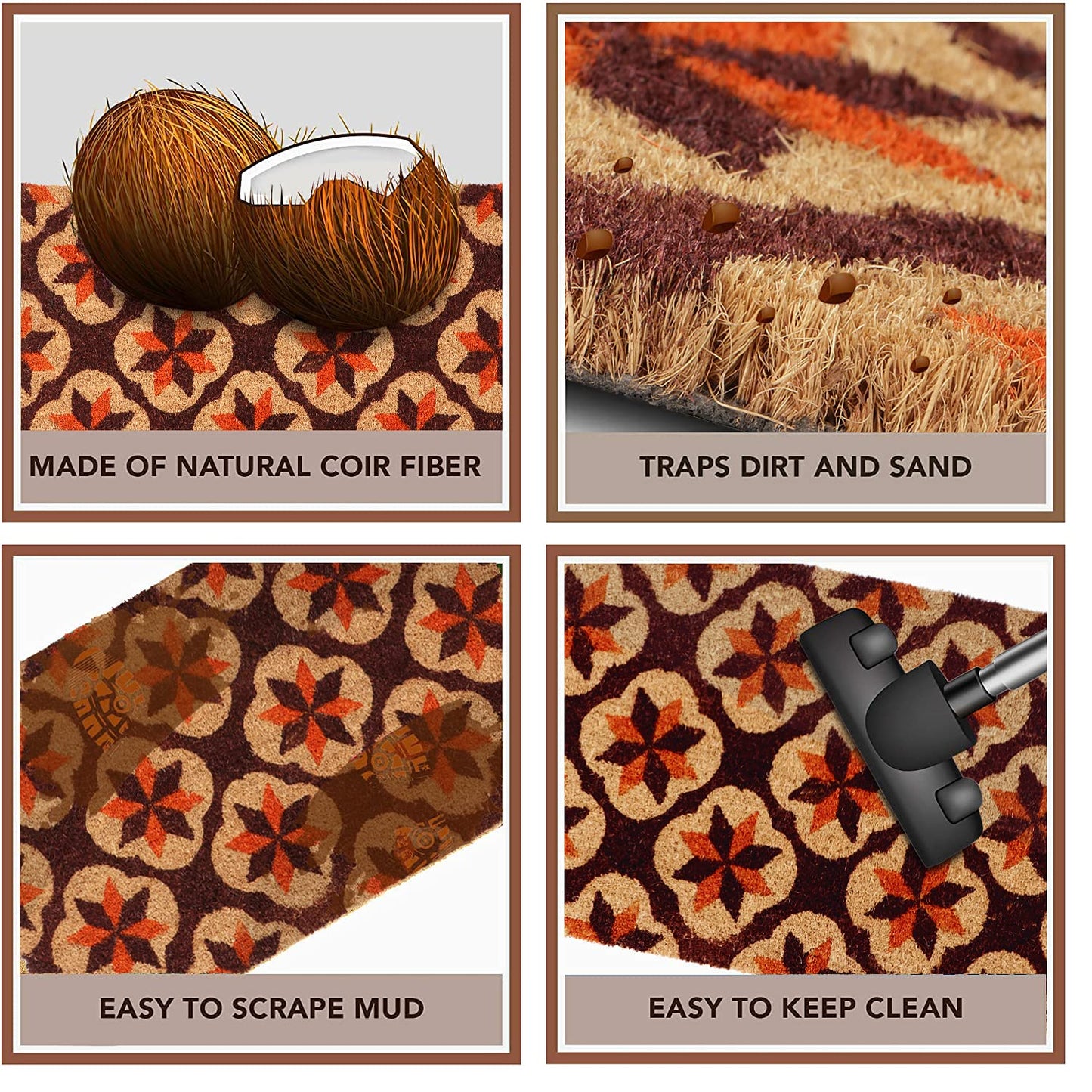 Coir Entrance Door Mat with Anti-Slip PVC Backing